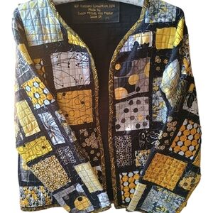 Quilted Patchwork Jacket - Yellow & Black